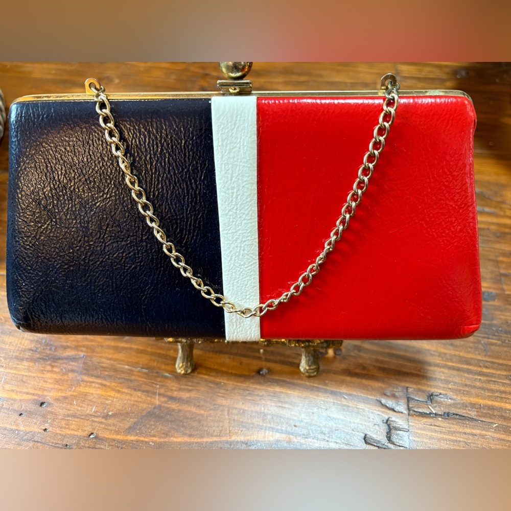 Vintage Red, White and Blue Clutch